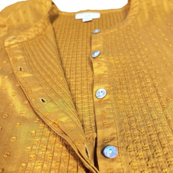 J.JILL Yellow Mustard Tunic Boho Long Sleeve Peasant Blouse Top Size XS Petite - Picture 6 of 16